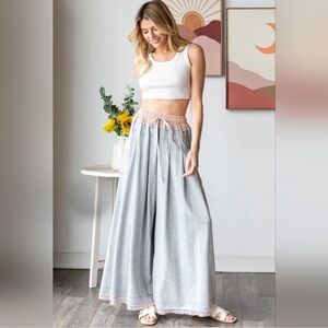 New• Oli & Hali Boho Mineral Washed Twofer Waistband Wide Leg Pants• Small